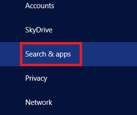 Windows 8.1 Change Settings, Search and Apps